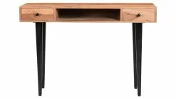 Console / Bureau D'appoint à Rangements 2 Tiroirs Bois Massif Et Métal Noir L115 Cm LORD