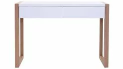 Console Design Blanche Et Bois Chêne 2 Tiroirs L120 Cm ARMEL