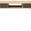 Console En Bois Manguier Massif, Gris Foncé Et Doré 2 Tiroirs L120 Cm WALTER