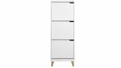 Meuble à Chaussures Scandinave Blanc Et Bois 3 Casiers L47 Cm MITRAA
